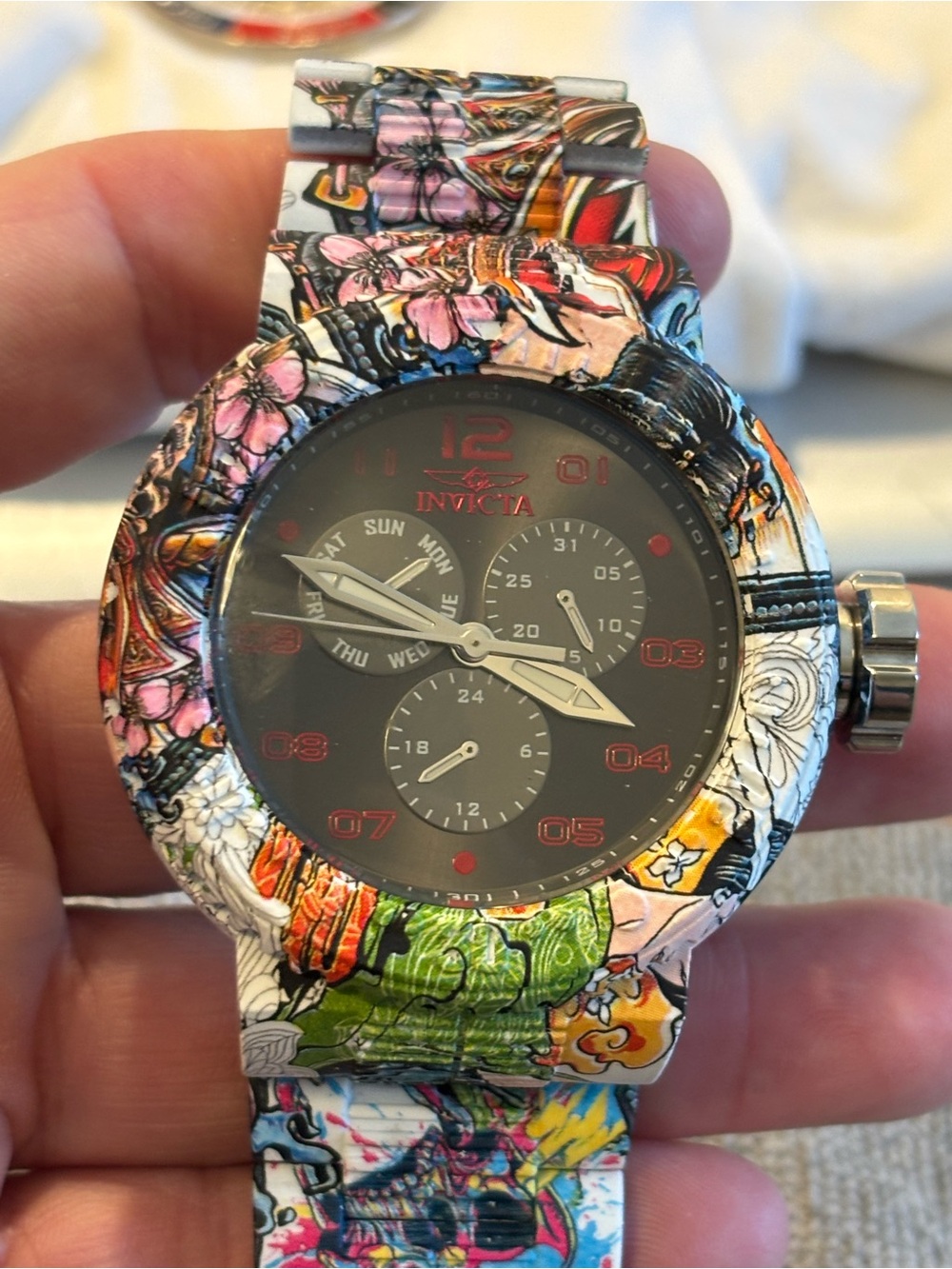 Invicta Multicolor Floral Graphic Chronograph Watch